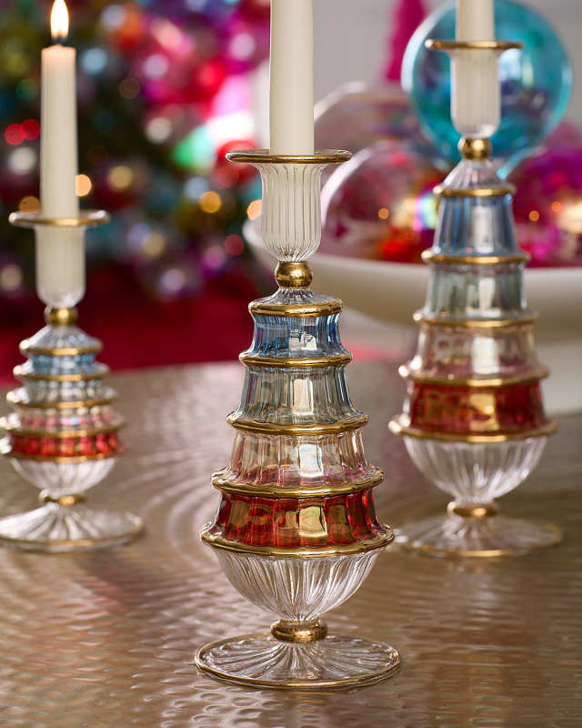 9" Tree-Shaped Glass Candle Holder